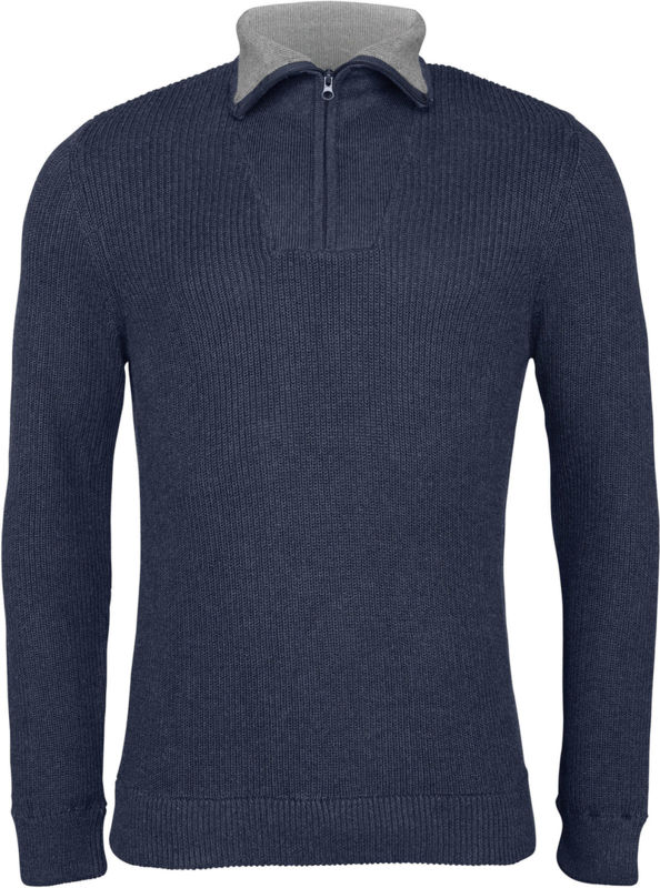 Watte | Pull publicitaire pour homme Marine chiné Gris chiné