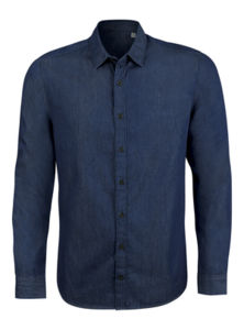 Innovates Denim | Chemise publicitaire pour homme Indigo foncé effet jean 10